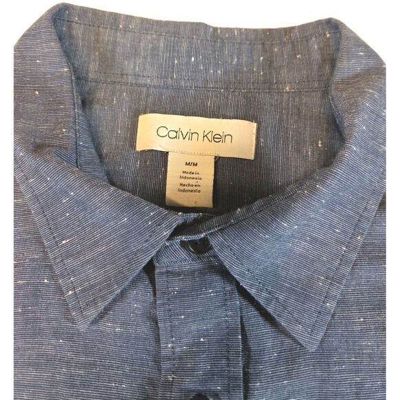 CALVIN KLEIN blue long sleeve shirt men's M modern fit cotton - Picture 2 of 5